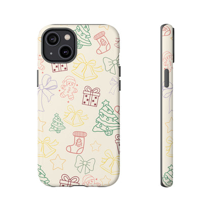 Minimal Christmas Holiday Outline Tough Phone Case