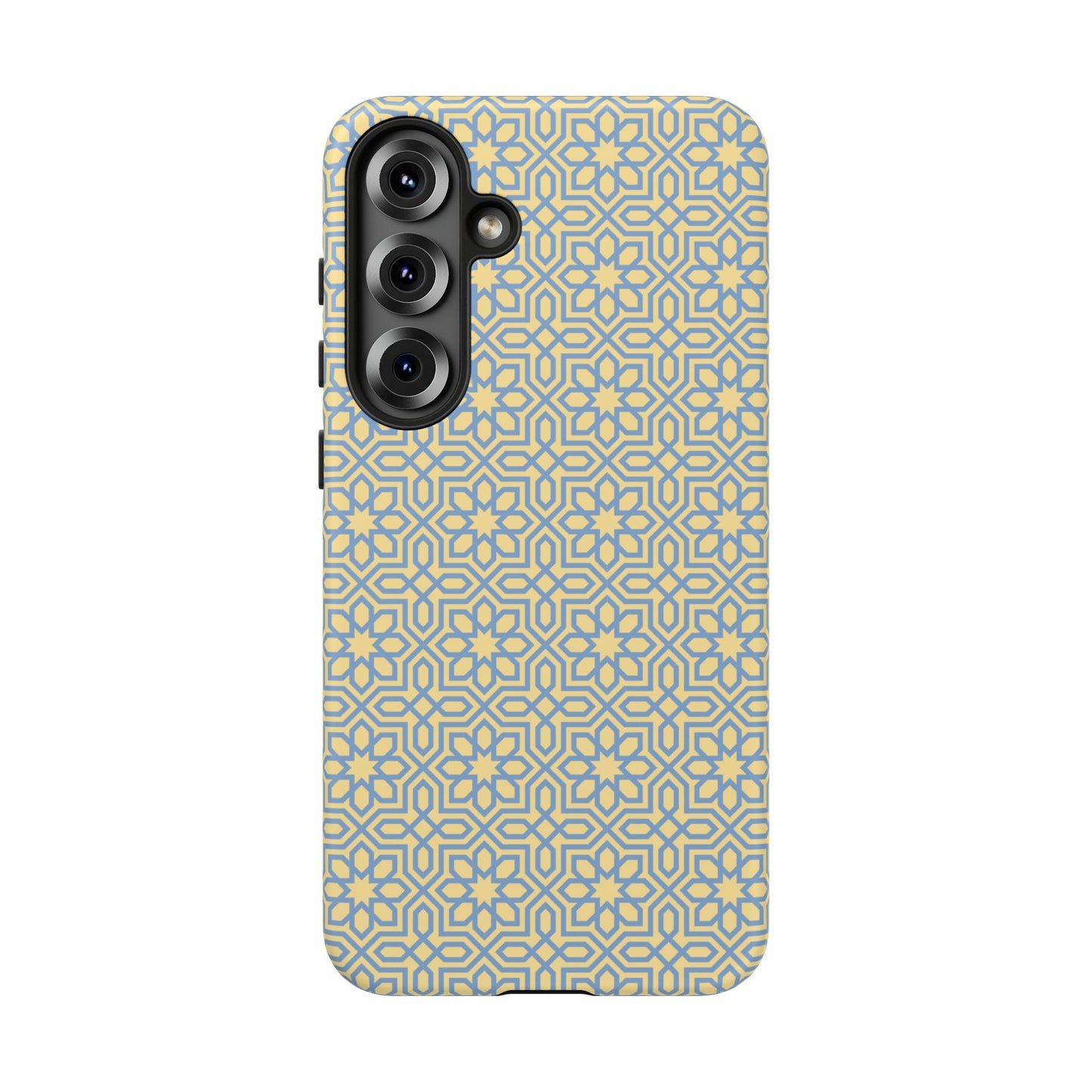 Pastel Yellow & Blue Floral Geometric Tough Phone Case