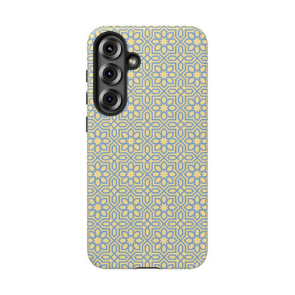 Pastel Yellow & Blue Floral Geometric Tough Phone Case