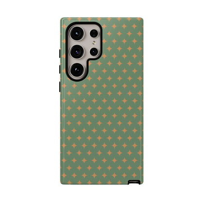 Playful Green & Orange Diamond Pattern Tough Phone Case