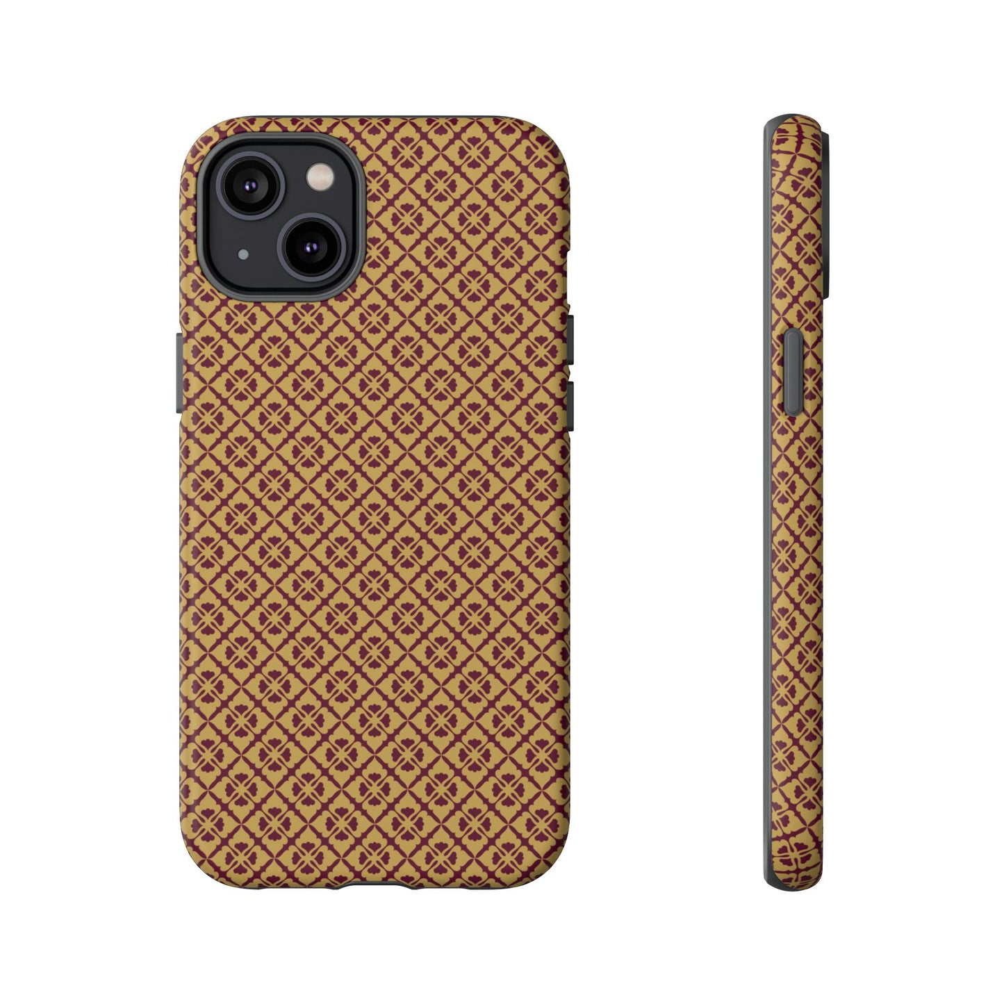 Elegant Burgundy & Gold Interlocking Geometric Tough Phone Case