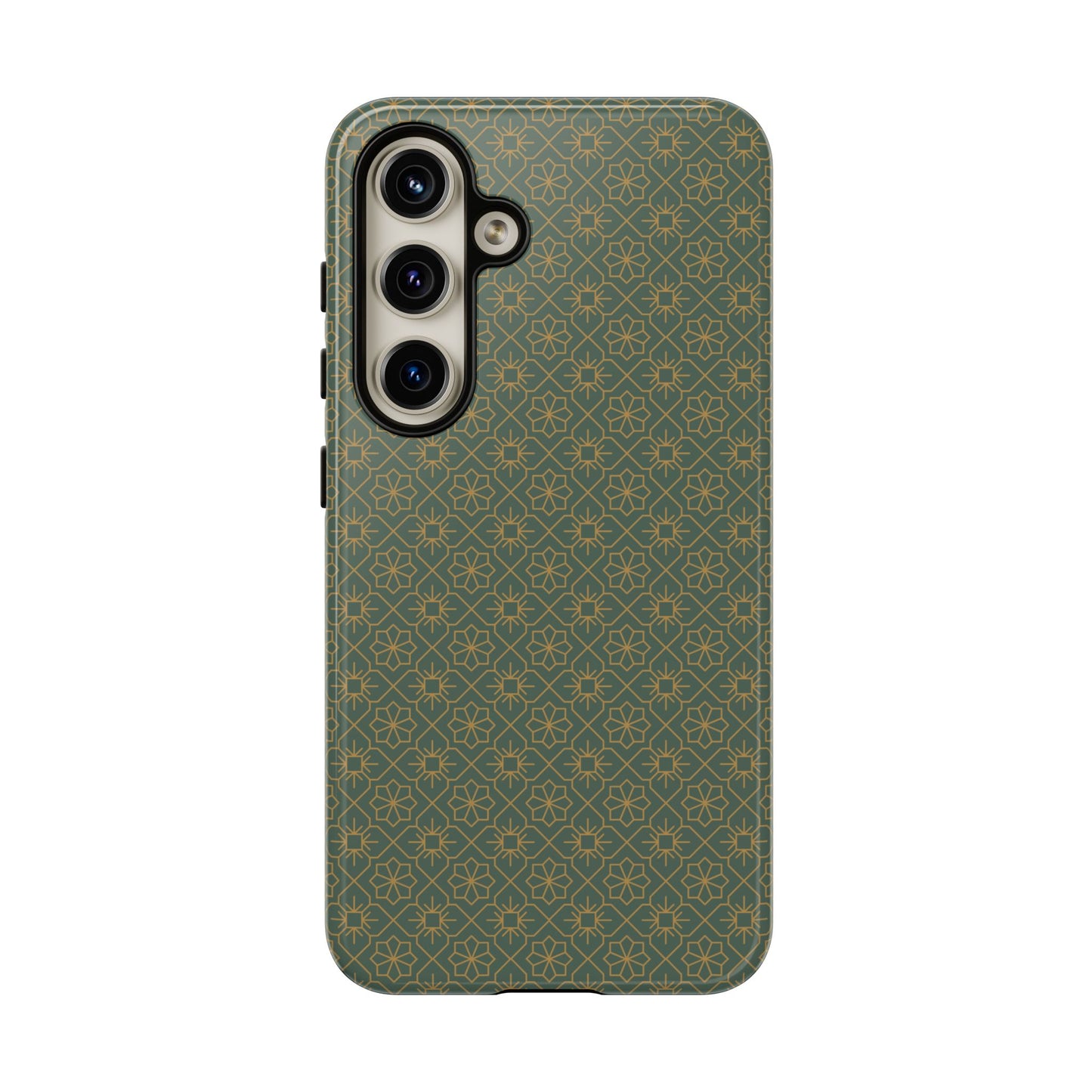 Opulent Dark Green & Gold Vintage Floral Tough Phone Case