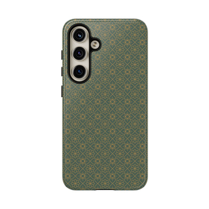Opulent Dark Green & Gold Vintage Floral Tough Phone Case