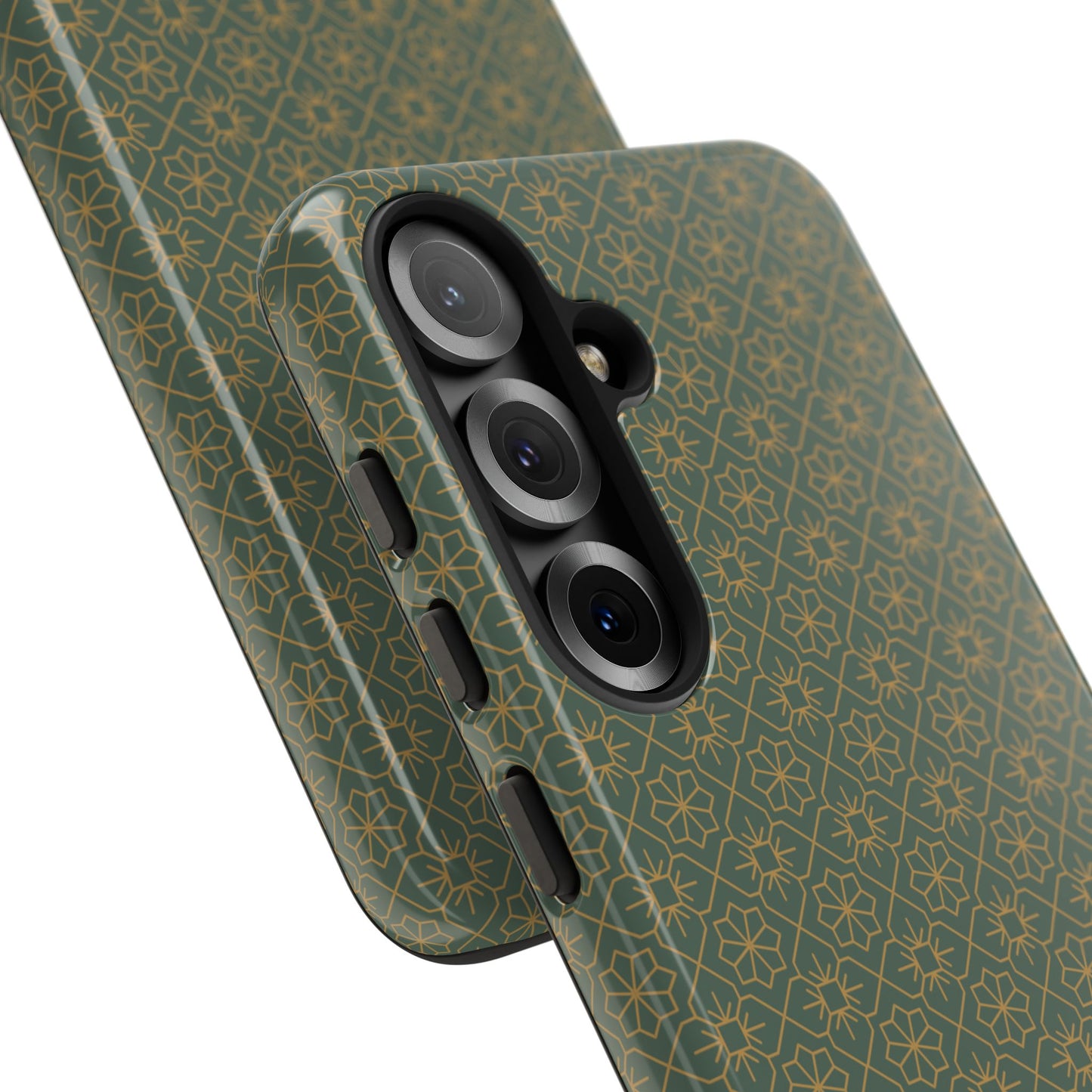 Opulent Dark Green & Gold Vintage Floral Tough Phone Case
