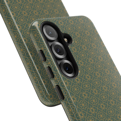 Opulent Dark Green & Gold Vintage Floral Tough Phone Case
