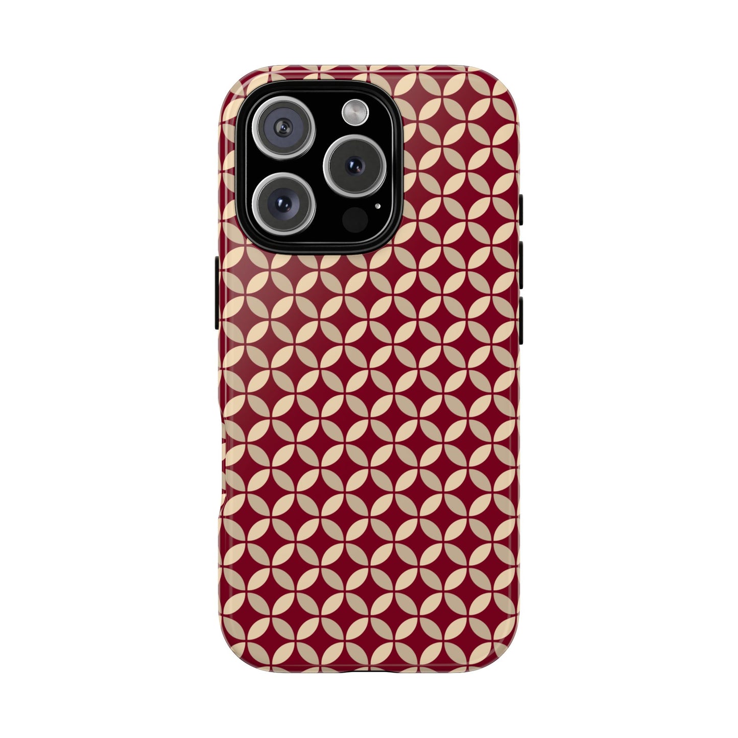 Vintage Geometric Red & Beige Interlocking Pattern Tough Phone Case