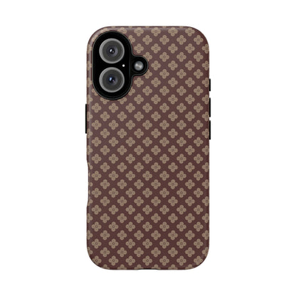 Earthy Brown & Beige Floral Tough Phone Case