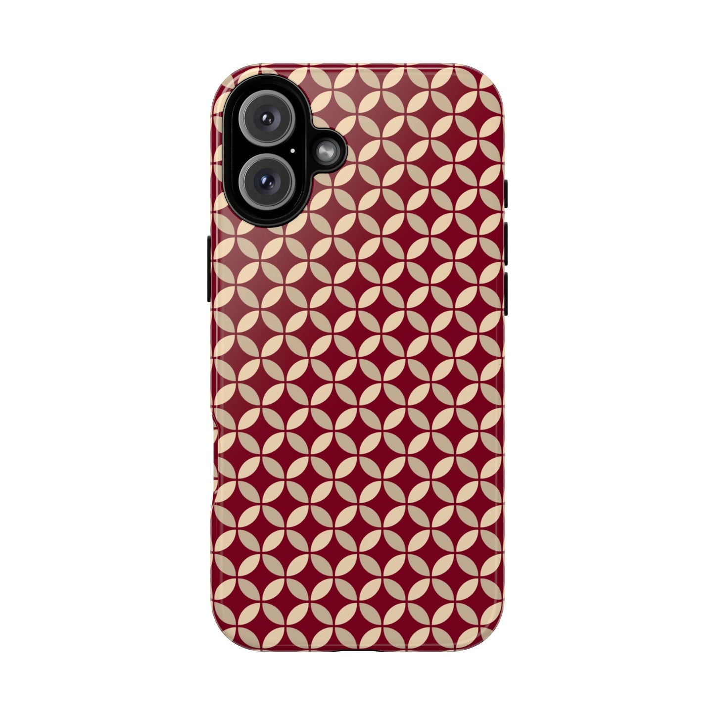 Vintage Geometric Red & Beige Interlocking Pattern Tough Phone Case