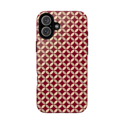 Vintage Geometric Red & Beige Interlocking Pattern Tough Phone Case
