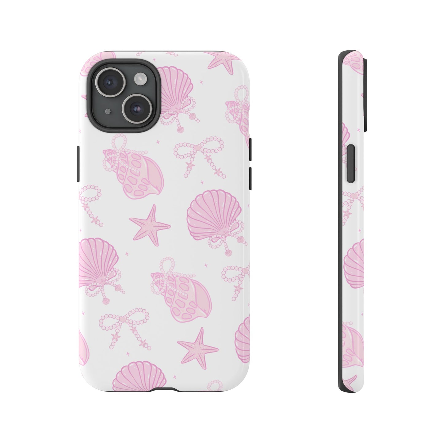 Pink Shell Bow Phone Case, Cute Ocean Inspired Case, Beach Lover Aesthetic Phone Cover, Summer Accessories