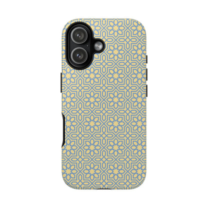 Pastel Yellow & Blue Floral Geometric Tough Phone Case