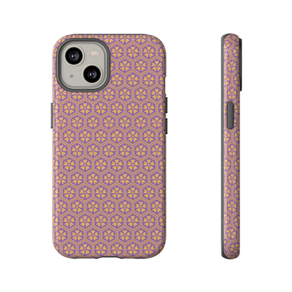 Vibrant Purple & Orange Floral Hexagon Tough Phone Case