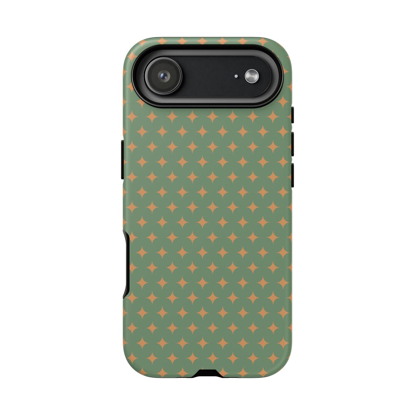 Playful Green & Orange Diamond Pattern Tough Phone Case