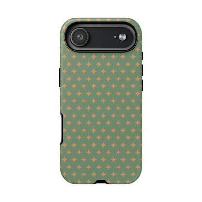 Playful Green & Orange Diamond Pattern Tough Phone Case