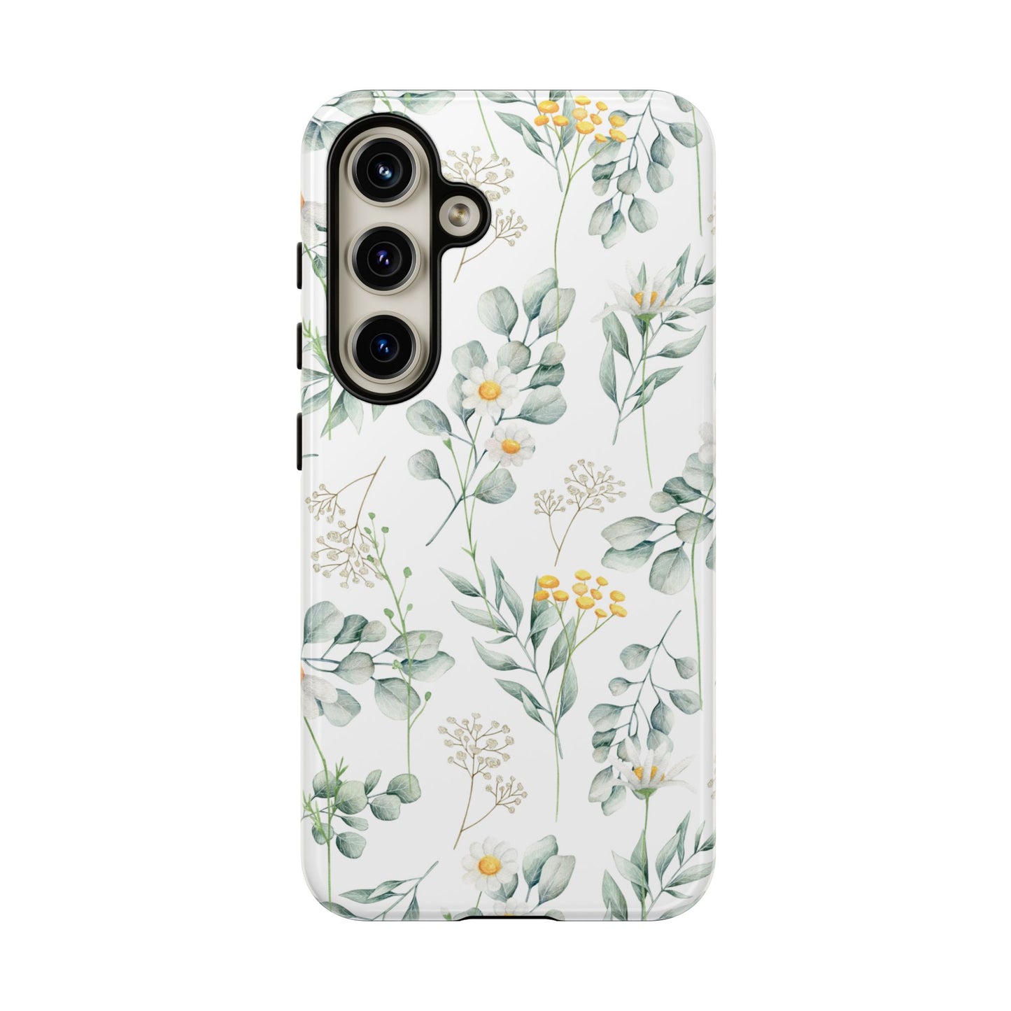 Watercolor Eucalyptus Branches and Daisy Tough Phone Case