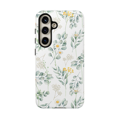 Watercolor Eucalyptus Branches and Daisy Tough Phone Case