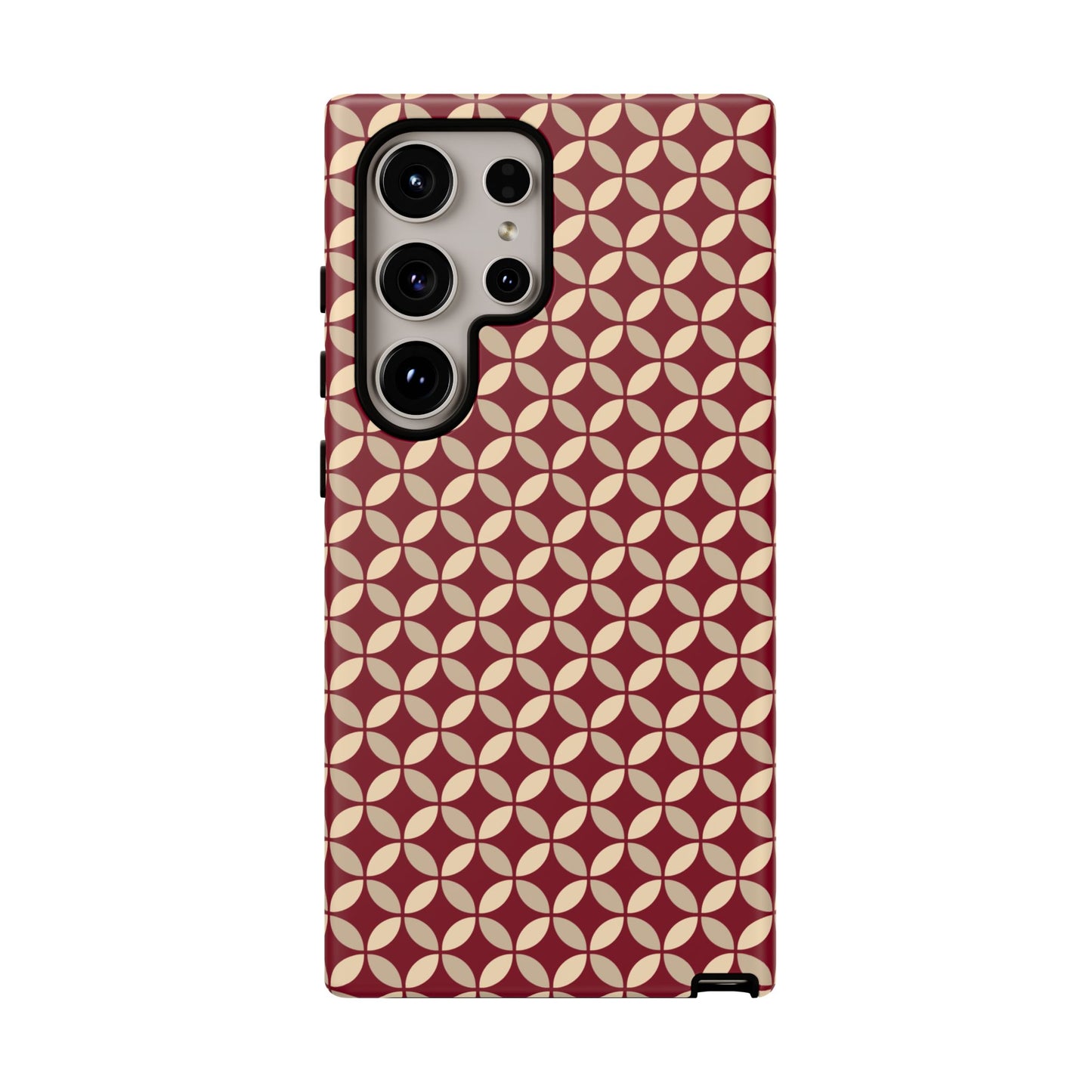 Vintage Geometric Red & Beige Interlocking Pattern Tough Phone Case