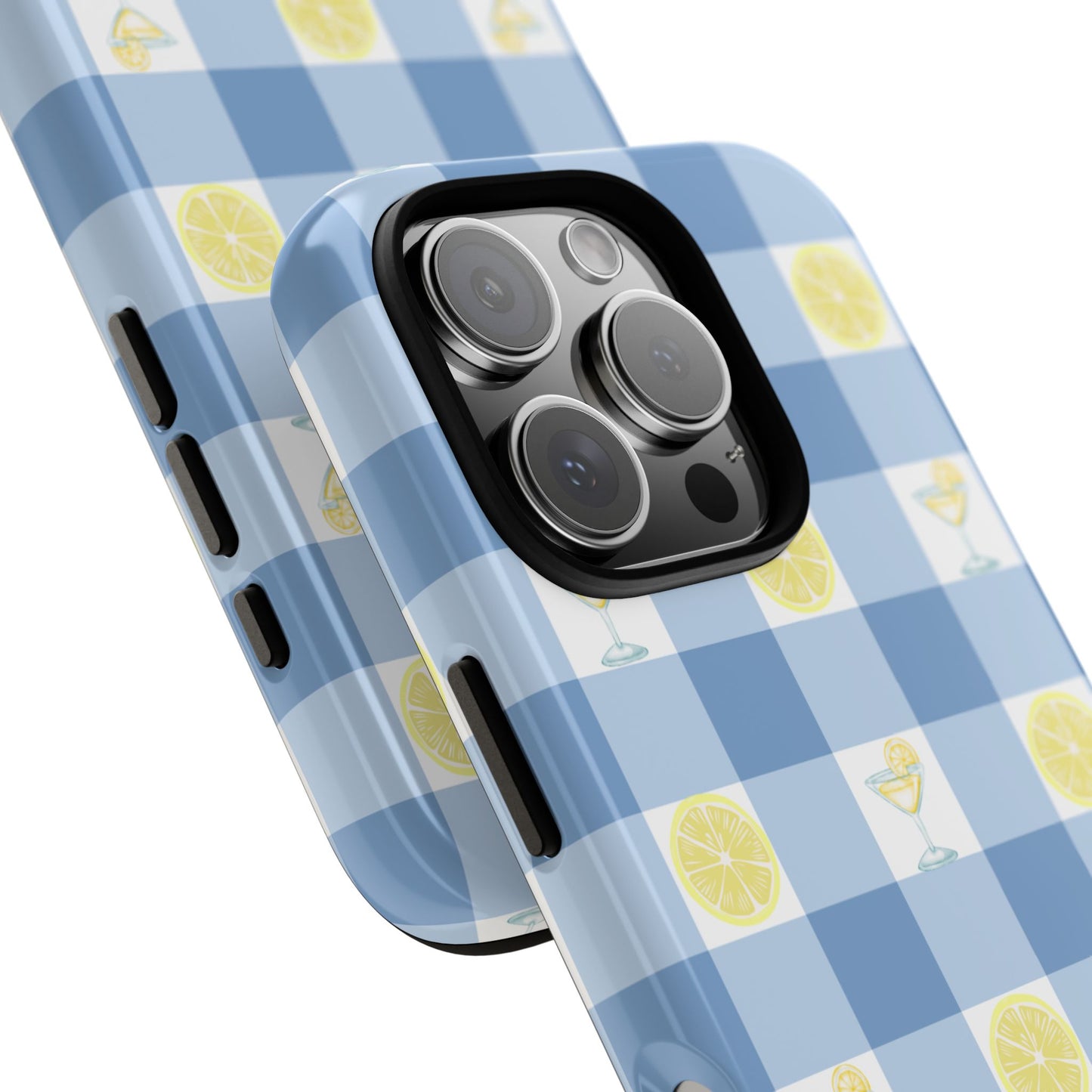 Summer Chic Lemon & Lemonade Aesthetic Gingham Plaid Tough Phone Case