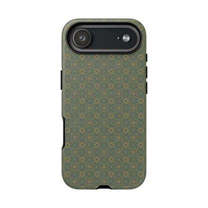 Opulent Dark Green & Gold Vintage Floral Tough Phone Case