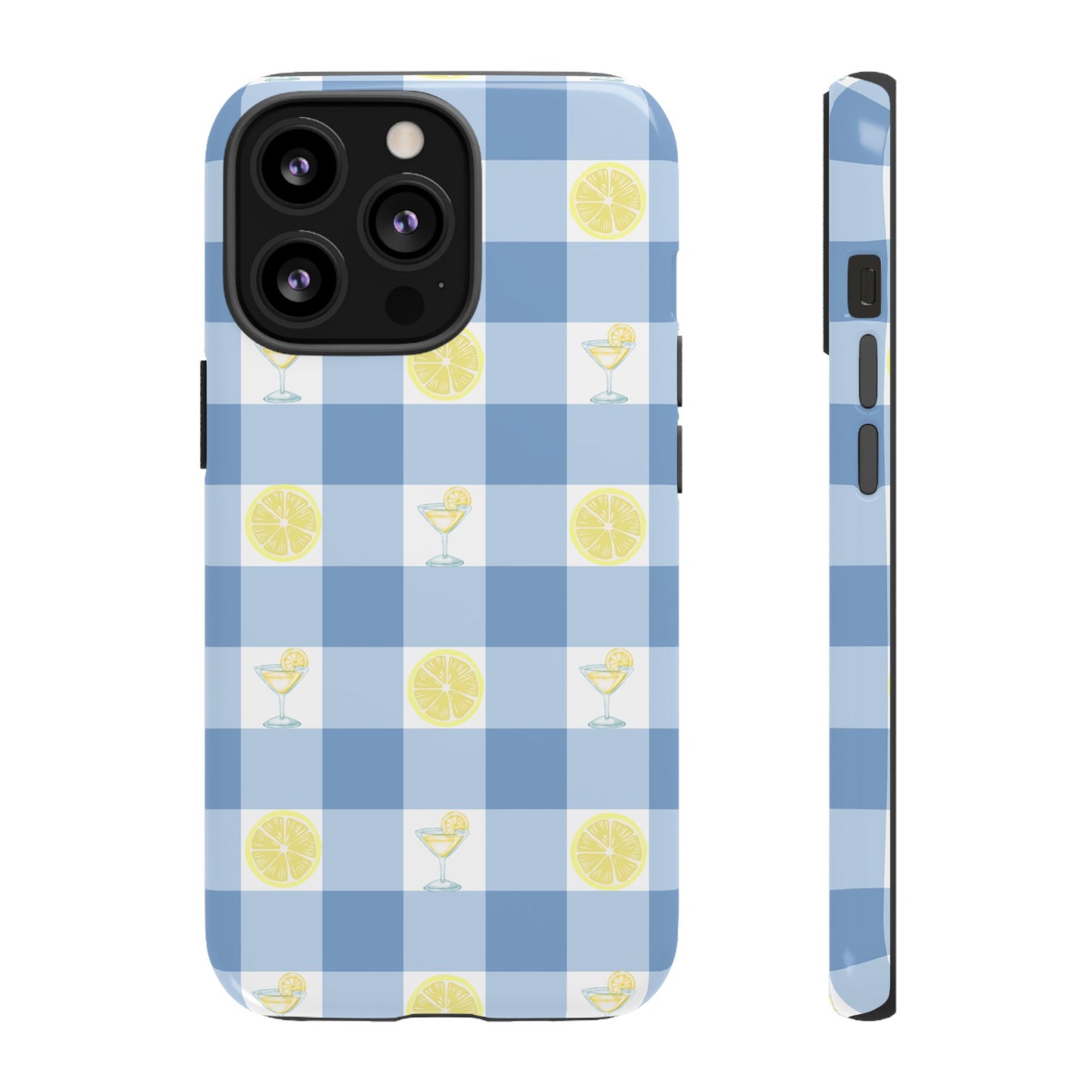 Summer Chic Lemon & Lemonade Aesthetic Gingham Plaid Tough Phone Case