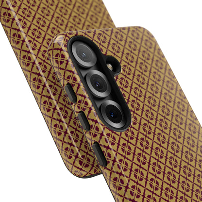 Elegant Burgundy & Gold Interlocking Geometric Tough Phone Case