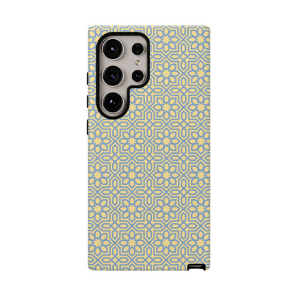 Pastel Yellow & Blue Floral Geometric Tough Phone Case