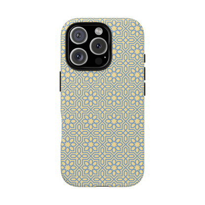 Pastel Yellow & Blue Floral Geometric Tough Phone Case