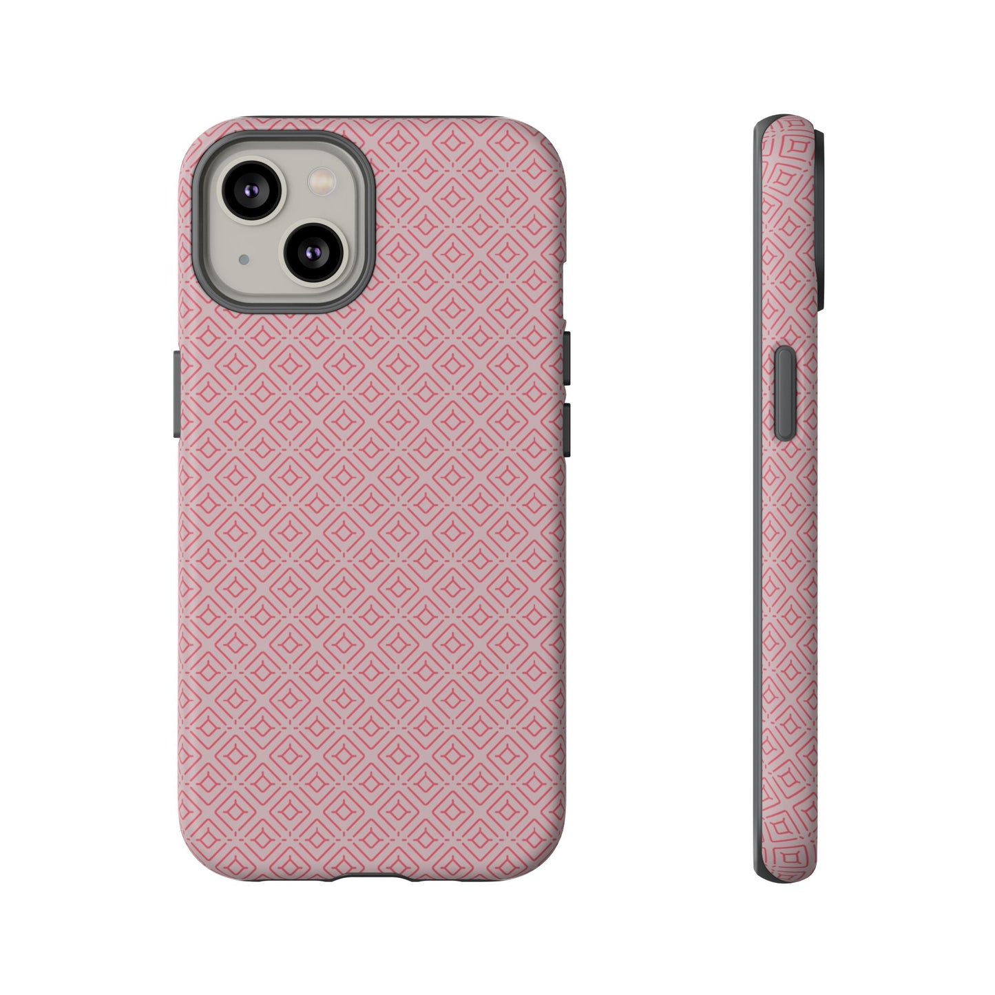 Minimalist Pink Geometric Diamond Tough Phone Case