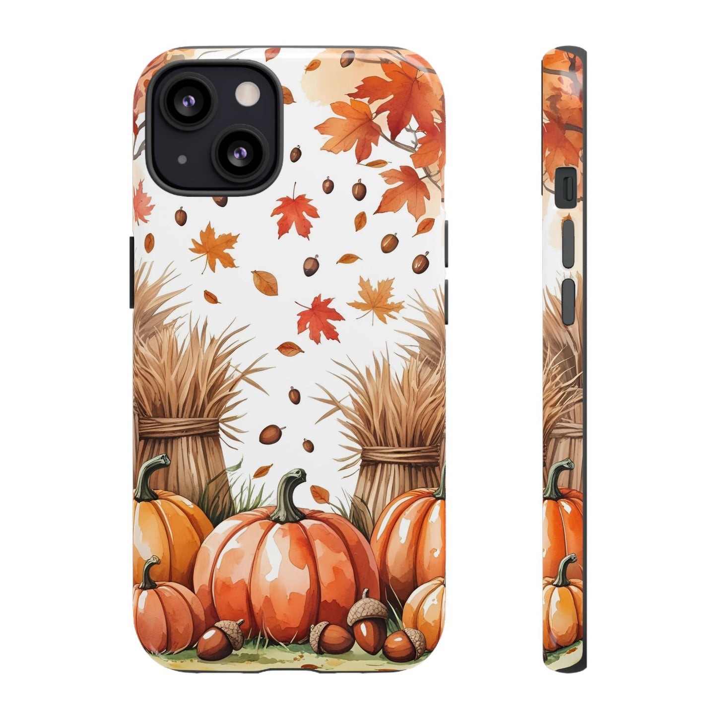Fall Dry Straw & Pumpkin Tough Phone Case