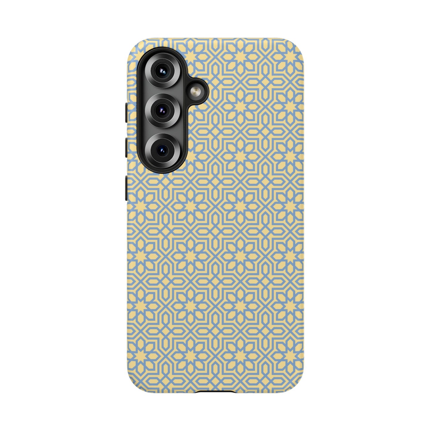 Pastel Yellow & Blue Floral Geometric Tough Phone Case