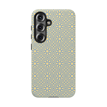 Pastel Yellow & Blue Floral Geometric Tough Phone Case