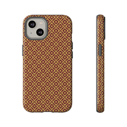 Elegant Burgundy & Gold Interlocking Geometric Tough Phone Case