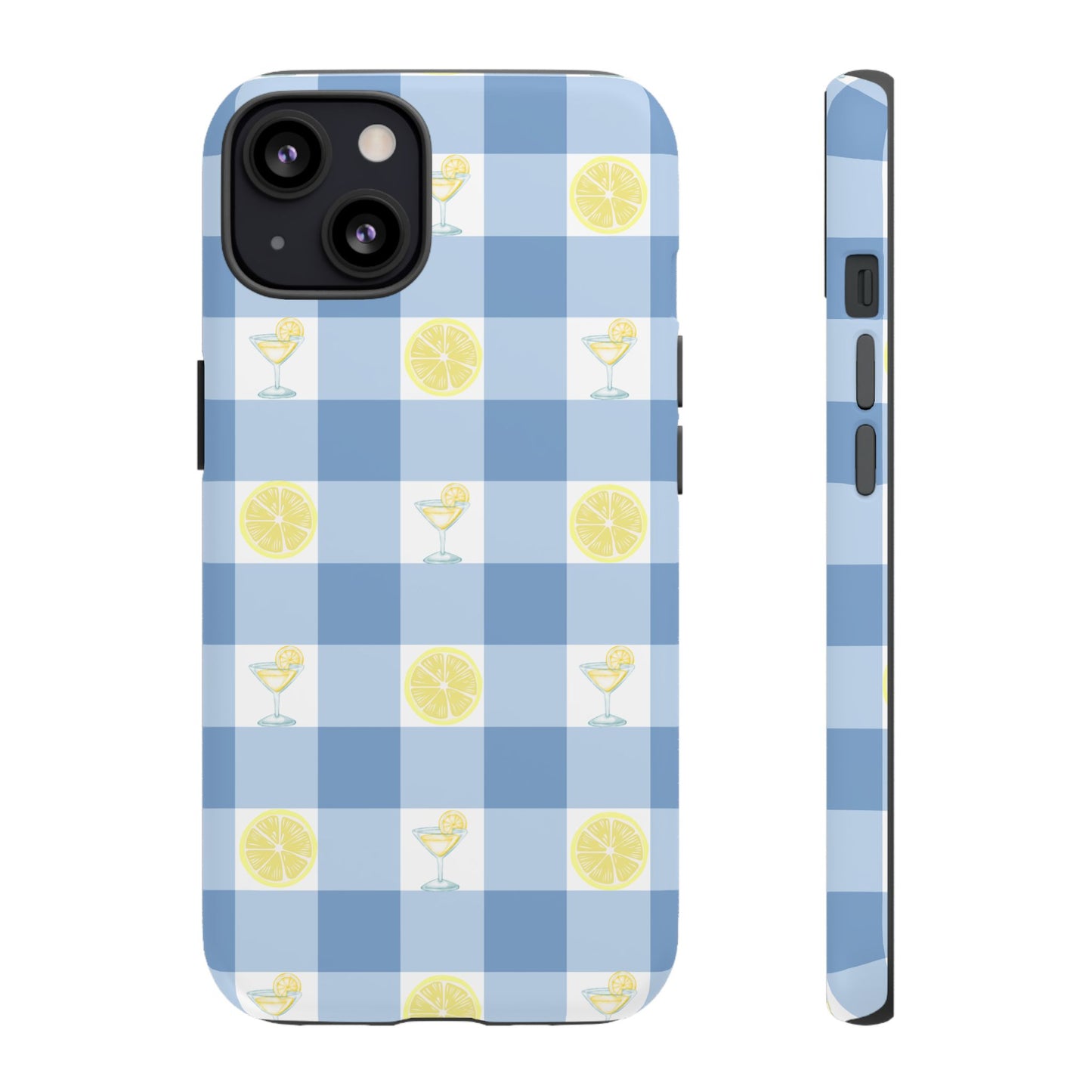 Summer Chic Lemon & Lemonade Aesthetic Gingham Plaid Tough Phone Case