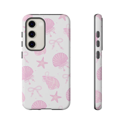 Pink Shell Bow Phone Case, Cute Ocean Inspired Case, Beach Lover Aesthetic Phone Cover, Summer Accessories
