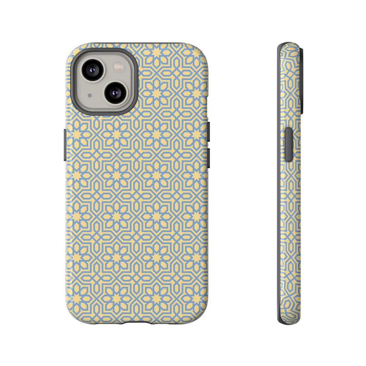 Pastel Yellow & Blue Floral Geometric Tough Phone Case