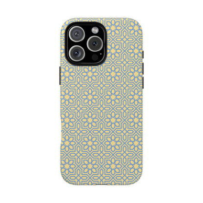 Pastel Yellow & Blue Floral Geometric Tough Phone Case