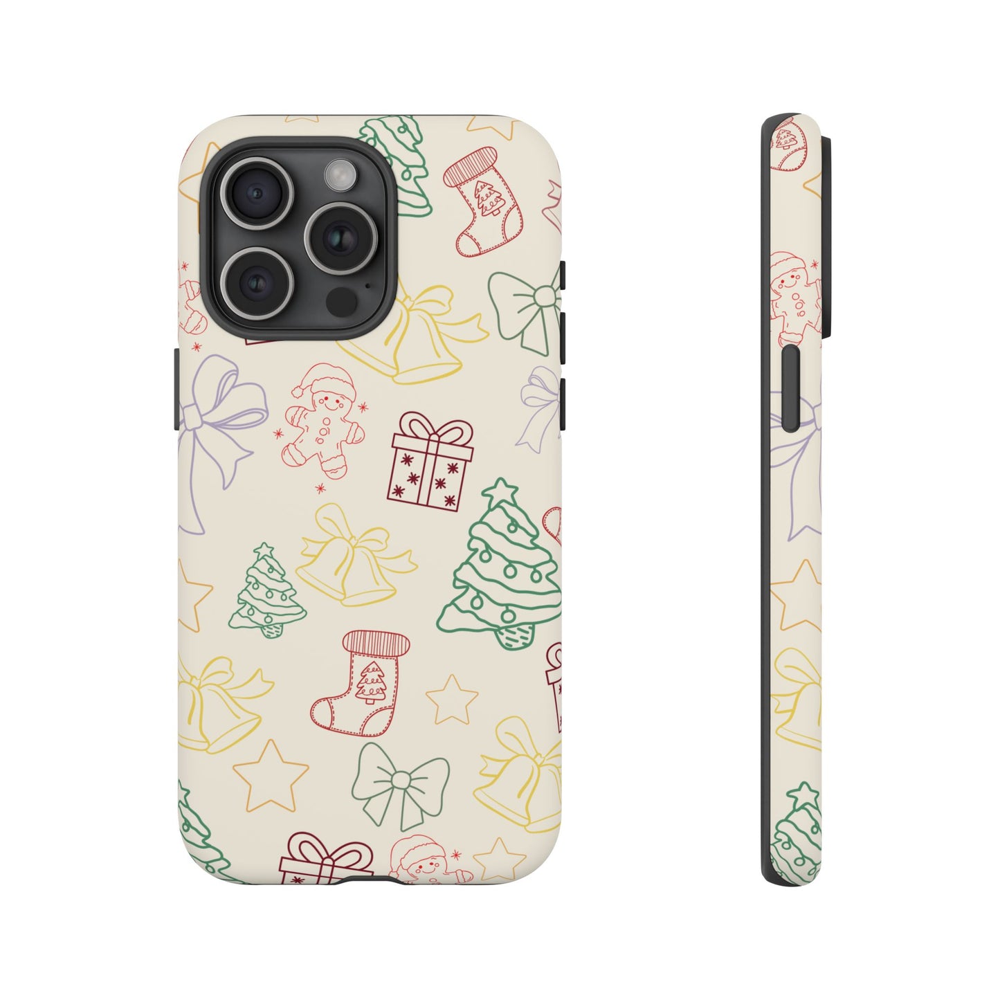 Minimal Christmas Holiday Outline Tough Phone Case