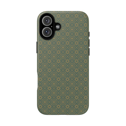 Opulent Dark Green & Gold Vintage Floral Tough Phone Case