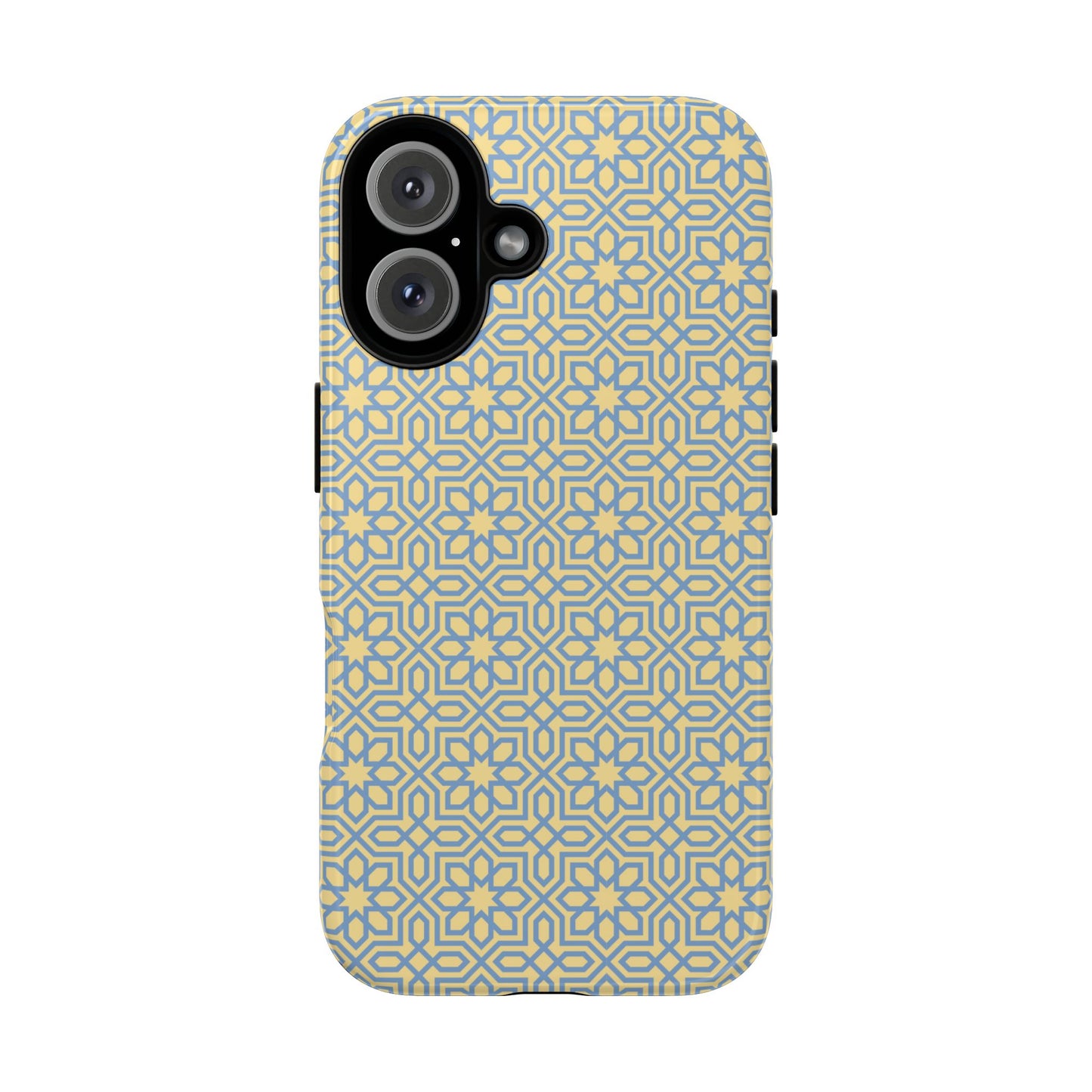 Pastel Yellow & Blue Floral Geometric Tough Phone Case