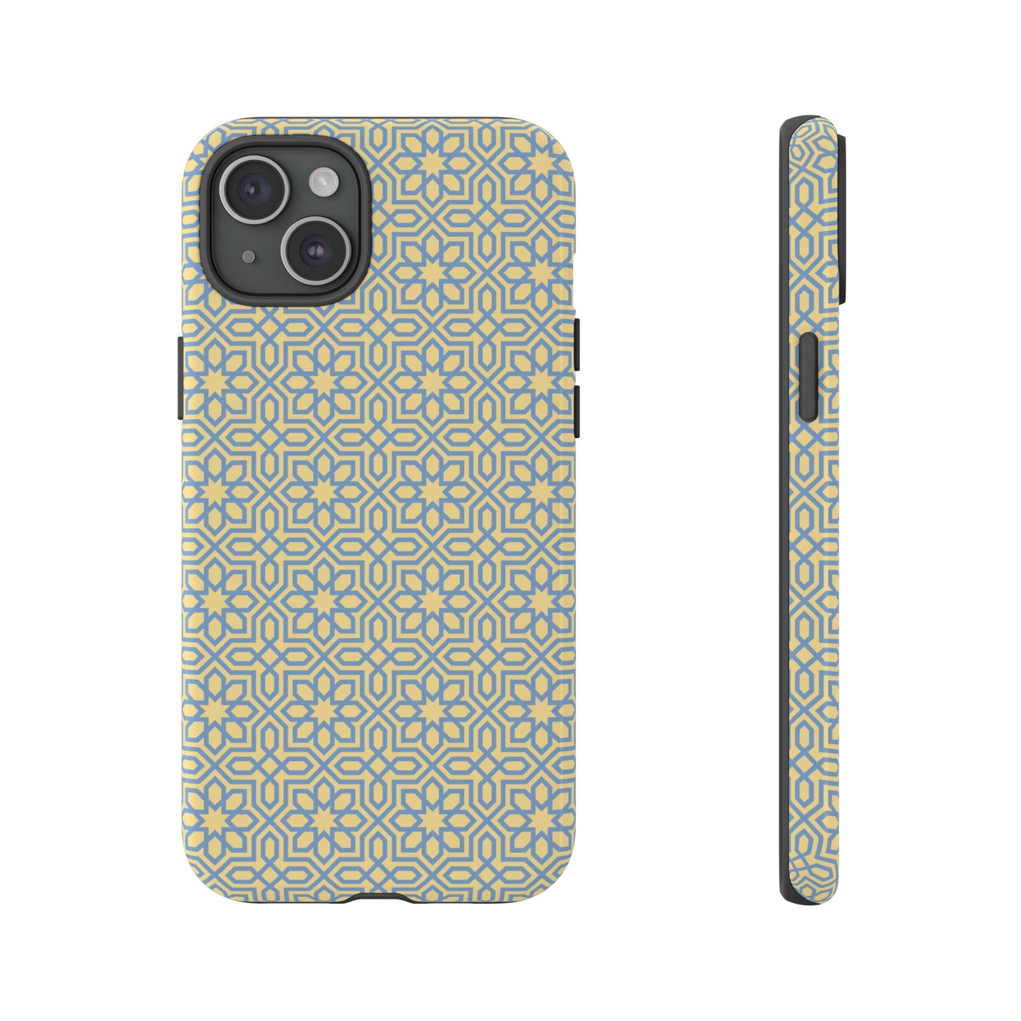 Pastel Yellow & Blue Floral Geometric Tough Phone Case