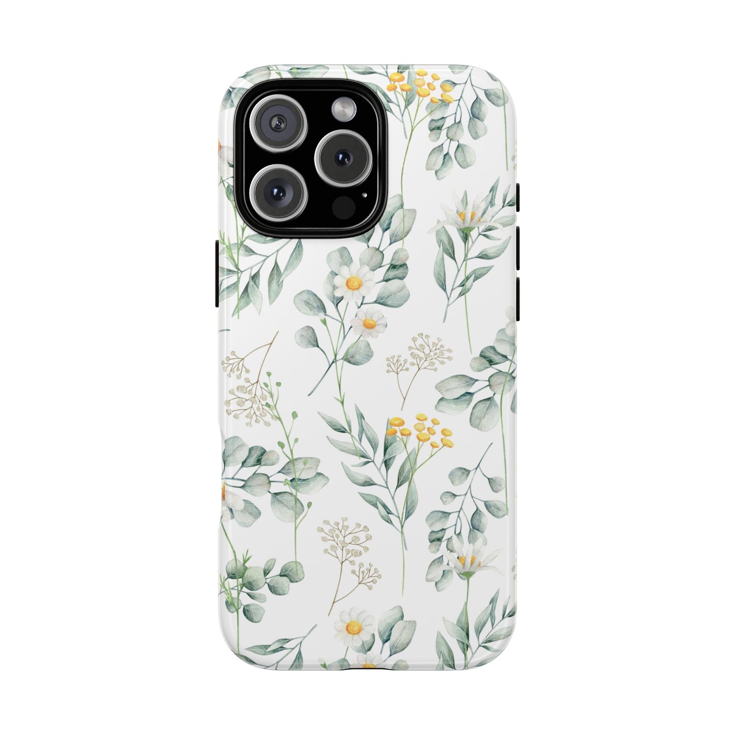Watercolor Eucalyptus Branches and Daisy Tough Phone Case
