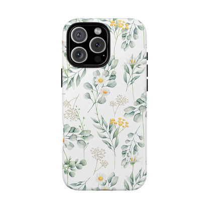 Watercolor Eucalyptus Branches and Daisy Tough Phone Case