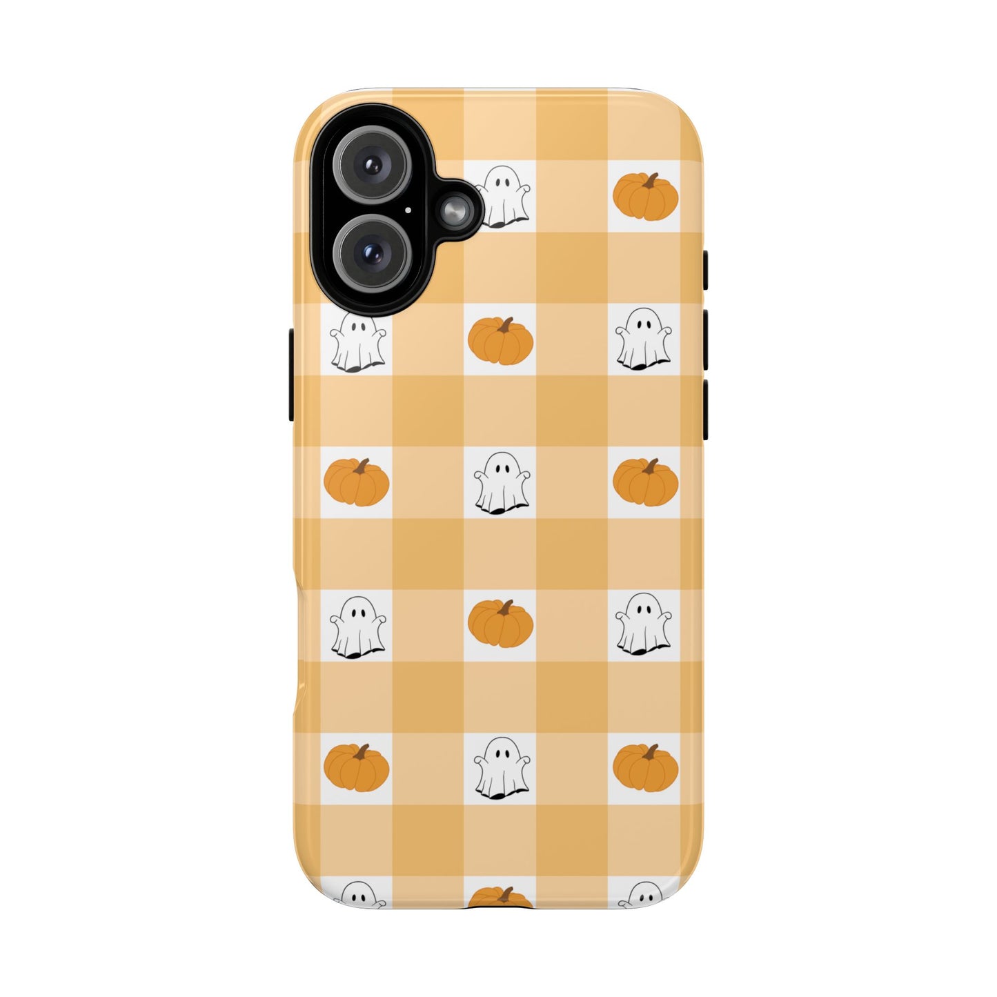 Halloween Ghost And Pumpkin Gingham Plaid Tough Phone Case