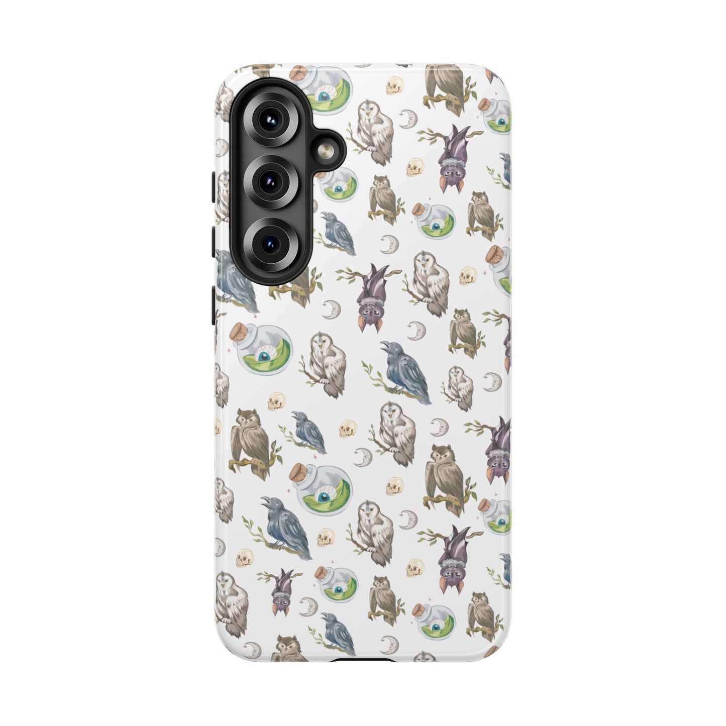 Whimsical Owl Crow Bat Eyeball Tough Phone Case