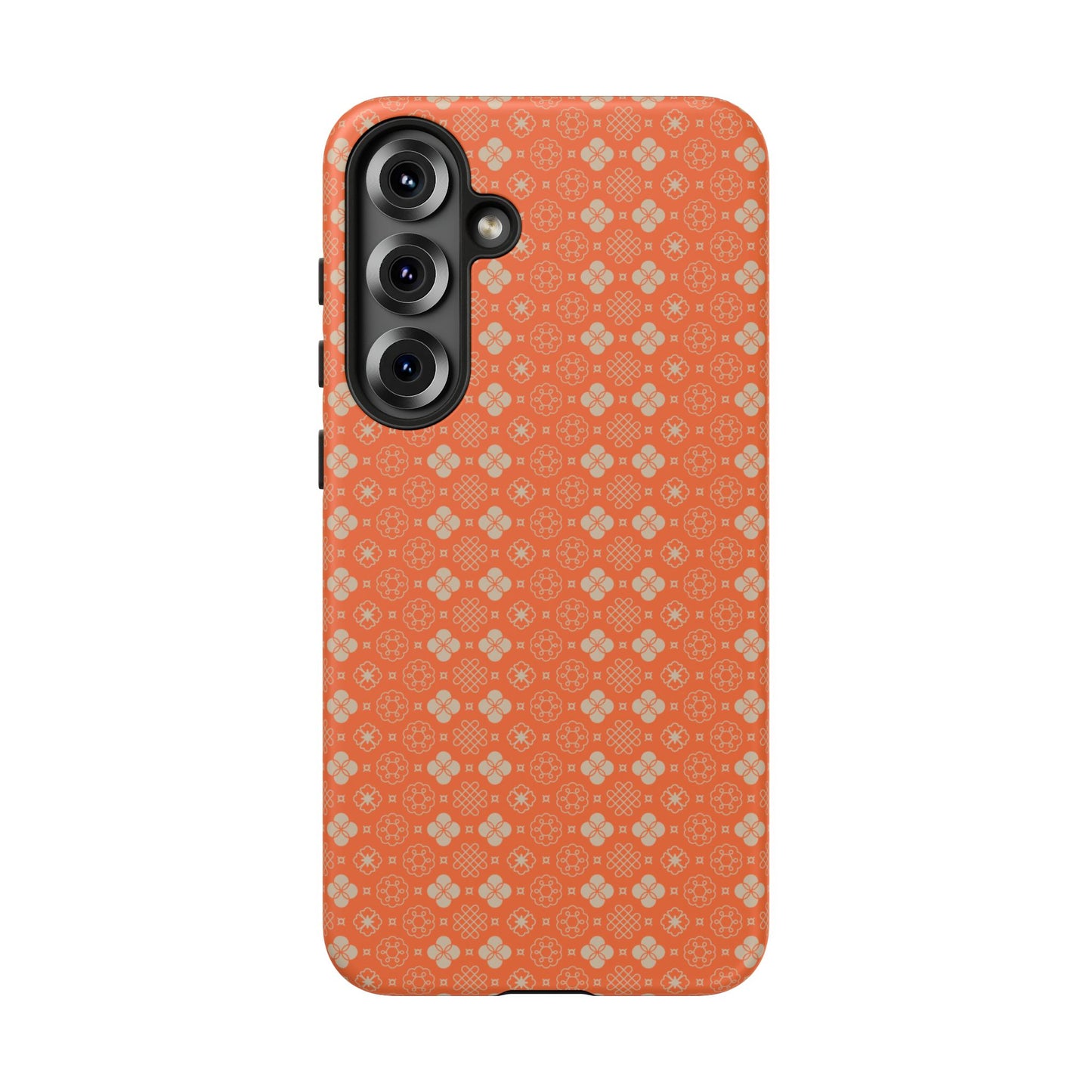 Warm Orange & Beige Japanese Vintage Floral Pattern Tough Phone Case