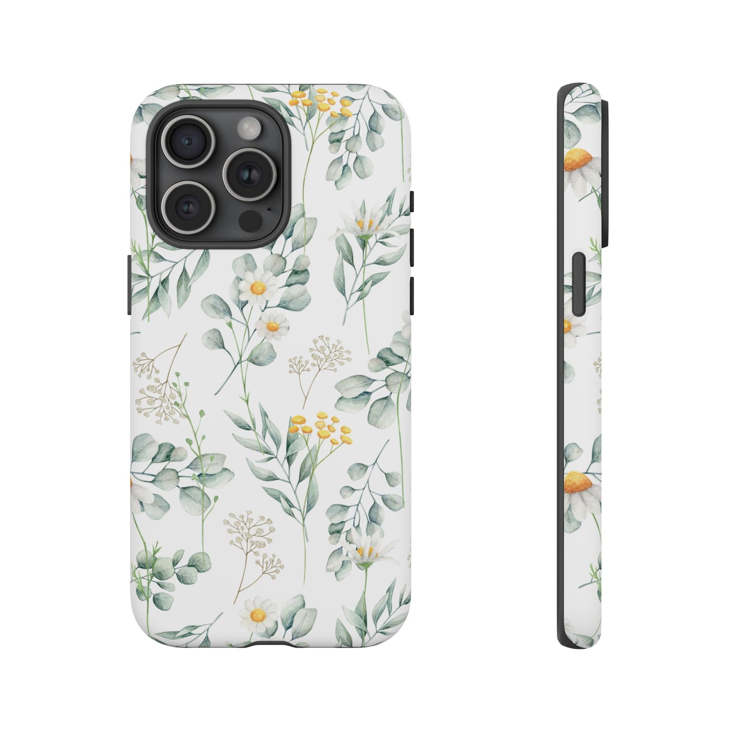 Watercolor Eucalyptus Branches and Daisy Tough Phone Case