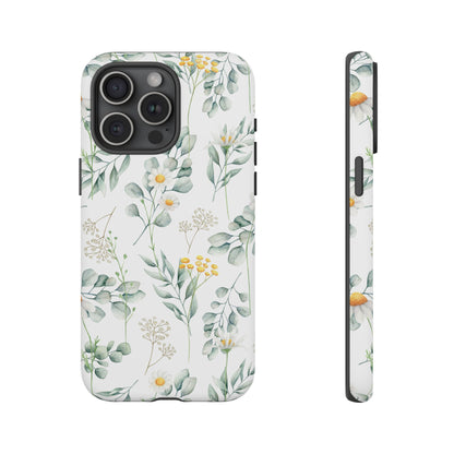 Watercolor Eucalyptus Branches and Daisy Tough Phone Case