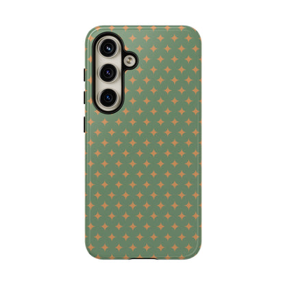 Playful Green & Orange Diamond Pattern Tough Phone Case