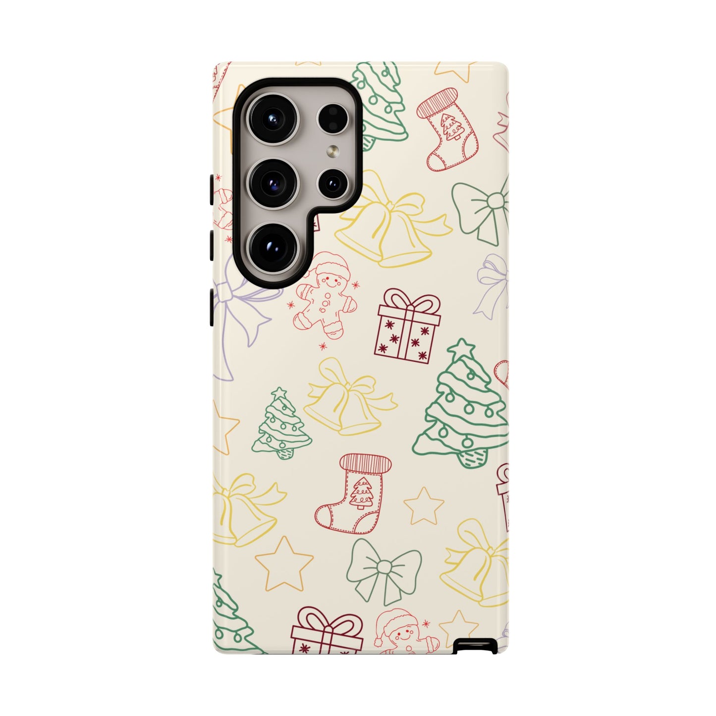 Minimal Christmas Holiday Outline Tough Phone Case
