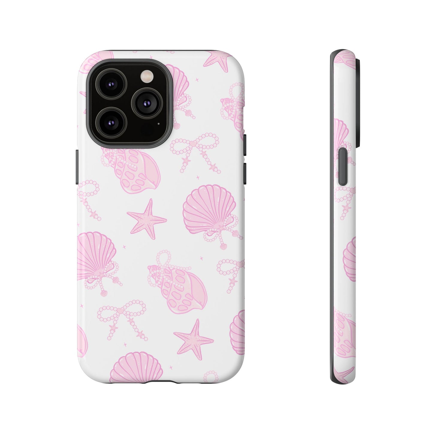 Pink Shell Bow Phone Case, Cute Ocean Inspired Case, Beach Lover Aesthetic Phone Cover, Summer Accessories